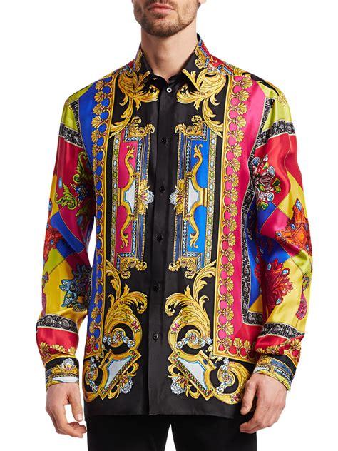 versace button up shirt mens|long sleeve Versace shirt.